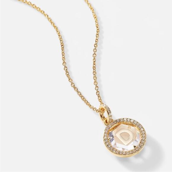 Nadri Initial D Pendant Necklace Stamped Gold tone Chain Monogram Jewelry Casual - Picture 1 of 13
